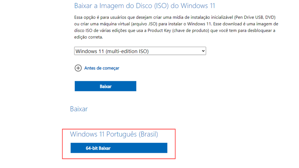 Como baixar a imagem ISO do Windows 11