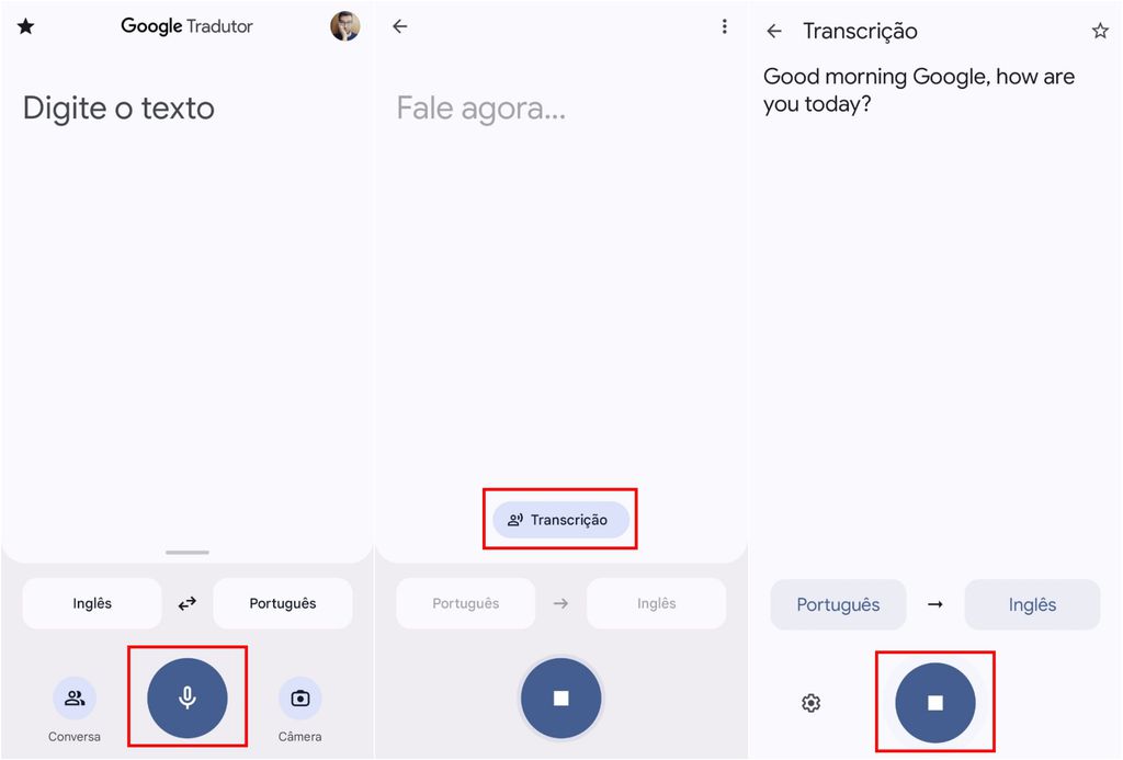 É possível transcrever e traduzir longos discursos em um áudio contínuo com o Google Tradutor (Imagem: Captura de tela/Guilherme Haas/Canaltech)